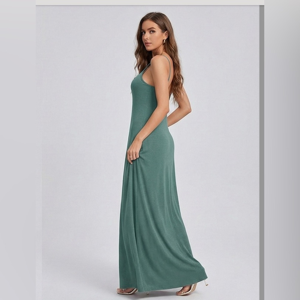 LAST ONE 🔥 Cami Maxi Flared Tee Dress Blue/Green - Picture 3 of 7
